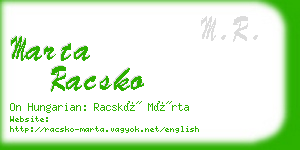 marta racsko business card